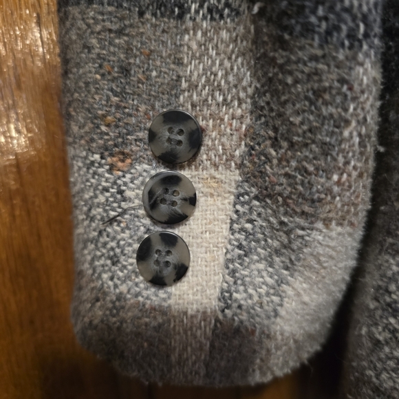 PRIVATE CONCEPTS WOMAN Plaid Neutral Blazer with Button Closure Wool Blend XL - Picture 16 of 17